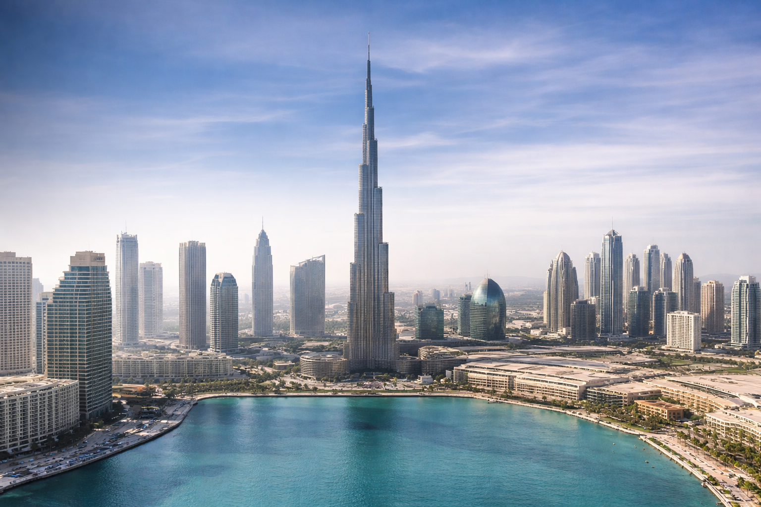 Dubai skyline and business district overview